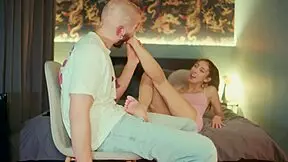 eva generosi delivers oily footjob and sloppy blowjob ecstasy on monster cock