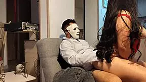 antonella seduces the mysterious halloween mask man michael into wild fucking