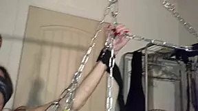 Rhianna chained swinging shaved pussy tits ass sucked hard.