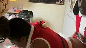 Mrs. Claus Licks Sucks Santa's Big Black Cock Wet Pussy Quickie Ride