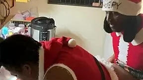 Mrs. Claus Licks Sucks Santa's Big Black Cock Wet Pussy Quickie Ride