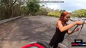 amateur thai teen sucks and fucks her euro bf's big cock after outing