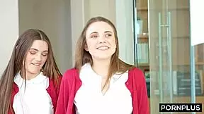 schoolgirl besties 😍 share big cock creampie and facial cumshots together