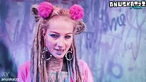 tattooed goth girl fists ass and pussy solo with toys to orgasm