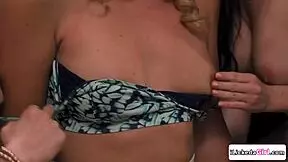 lesbian milf couple licks shaved pussy of brunette teen stepsdaughter