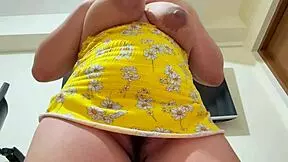 huge natural tits bounce wildly on curvy hairy asian wife pov solo