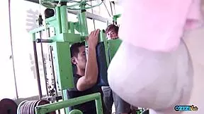 guys gangbang hairy big titted gym slut deep anal and tit massage