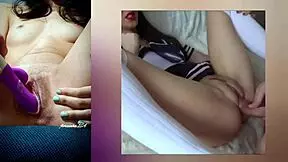 Skinny Tattooed Babe with Small Waist Fingers Tight Pussy Ass Using Vibrator Solo
