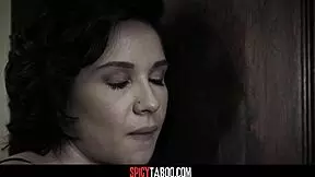 WOW BABYSITTER CADEY MERCURY GAGS ON HAIRY MONSTER COCK DEEPTHROAT STYLE!