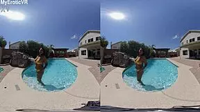 EBONY TEEN DRENCHED AND DESPERATE IN STEAMY POOL VR