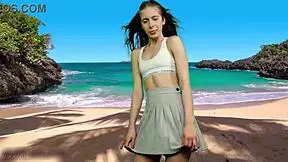 wanna see her wet pussy flash when wind blows her skirt up?