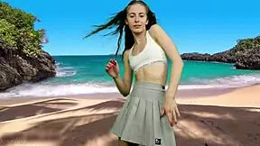 wanna see her wet pussy flash when wind blows her skirt up?