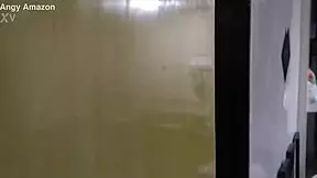 Young neighbor pounds housewife hard as husband watches from outside