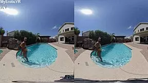 EBONY TEEN DRENCHED AND DESPERATE IN STEAMY POOL VR