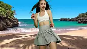 wanna see her wet pussy flash when wind blows her skirt up?