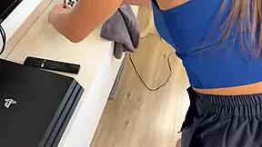 Whoa stepson, your stepmom's stuck—time to pound that Russian couch pussy with creampie!