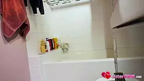 mmm stepbrothers milky cock tastes so good while i suck it in the bathroom