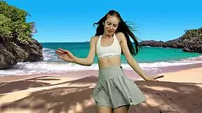 wanna see her wet pussy flash when wind blows her skirt up?