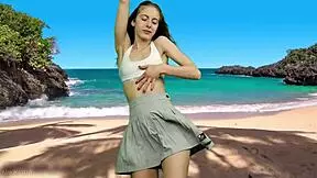 wanna see her wet pussy flash when wind blows her skirt up?