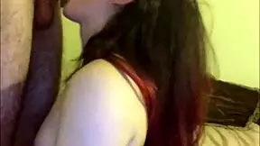 Shemale Teen Deepthroats Lover's Cock with Passionate Webcam Sucking Action