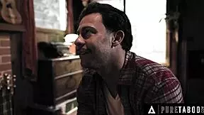 Pervert matures trick hairy neighbor laney grey into rough dp virginity loss threesome.