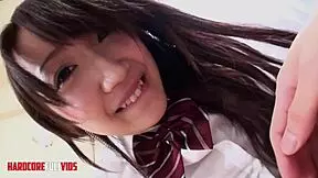 whoa this bashful japanese cutie in lingerie gets her hairy pussy toyed to creampie