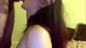 Shemale Teen Deepthroats Lover's Cock with Passionate Webcam Sucking Action