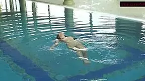 Brunette Babe Mia Ferrari's Tight Pussy Swims Underwater in Pool, Big Tits Bouncing Before Shower Fuck