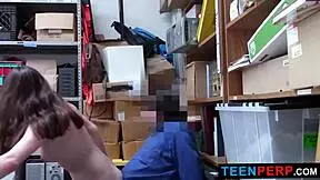 mall officer catches couple with big boobs teen girlfriend at work