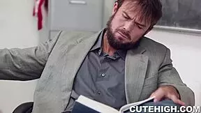 bubbly brunette sneaks hardcore fuck with old teacher fantasy
