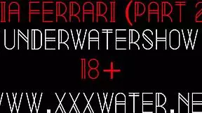 Brunette Babe Mia Ferrari's Tight Pussy Swims Underwater in Pool, Big Tits Bouncing Before Shower Fuck