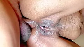 two wet babes brunette milf ffm threesome deepthroat anal fisting squirt on cock.