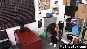 Kylie Rocket the Shoplifter Gets Bent Over Fucked by Cop in Shop Hidden Cam