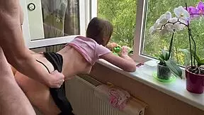 i surprise my skinny classmate girlfriend with deep doggystyle cock ride