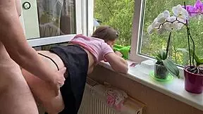 i surprise my skinny classmate girlfriend with deep doggystyle cock ride