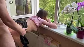 i surprise my skinny classmate girlfriend with deep doggystyle cock ride