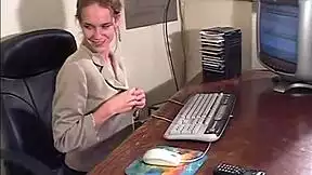 victoria the petite brunette with perky natural tits strips and teases in stockings at the office