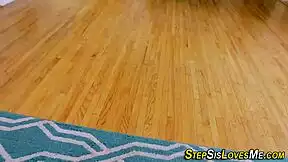 stepsis slips blindfold on in heels and stepbro pounds her teen pussy hardcore