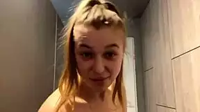 blonde seductress gives extreme public deepthroat slobbering on huge cock