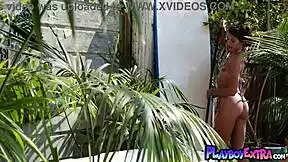 petite asian milf hannah le strips tiny bikini and poses nude on beach