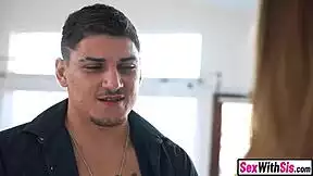 Bossy stepsis dominates stepbro forcing him to clean then rail her tight pussy hard