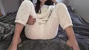 i cant stop cumming in this white pajama outfit its so sexy on my redhead teen body with natural small tits