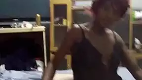 redhead black slut in dress sucks tiny boss cock at hostel