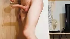 this muscular teen bodybuilder strokes his monster cock till he explodes in solo bliss