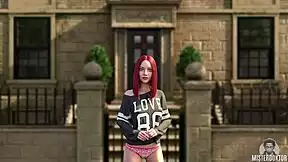 oh man that horny redhead milf babe gets her big tits massaged close up