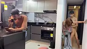 stepson sneaks into bed with busty latina stepmom for secret fuck