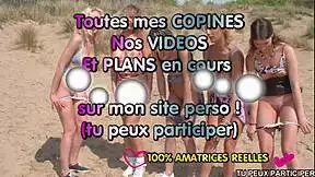 lesbian moms seduce horny european teen 18+s for public beach pussy licking and fingering outdoors
