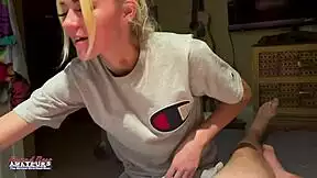 Petite Blonde's Sloppy Deepthroat Leads to Wild Pussy Pounding!