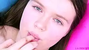 Russian model teases daddy on sofa with pov body rub before swallowing cum