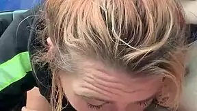 Real hooker pulls ass out for public pov deepthroat blowjob, takes full cum load in mouth on street